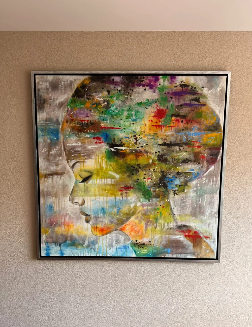 A featured painting in a costumer’s space
