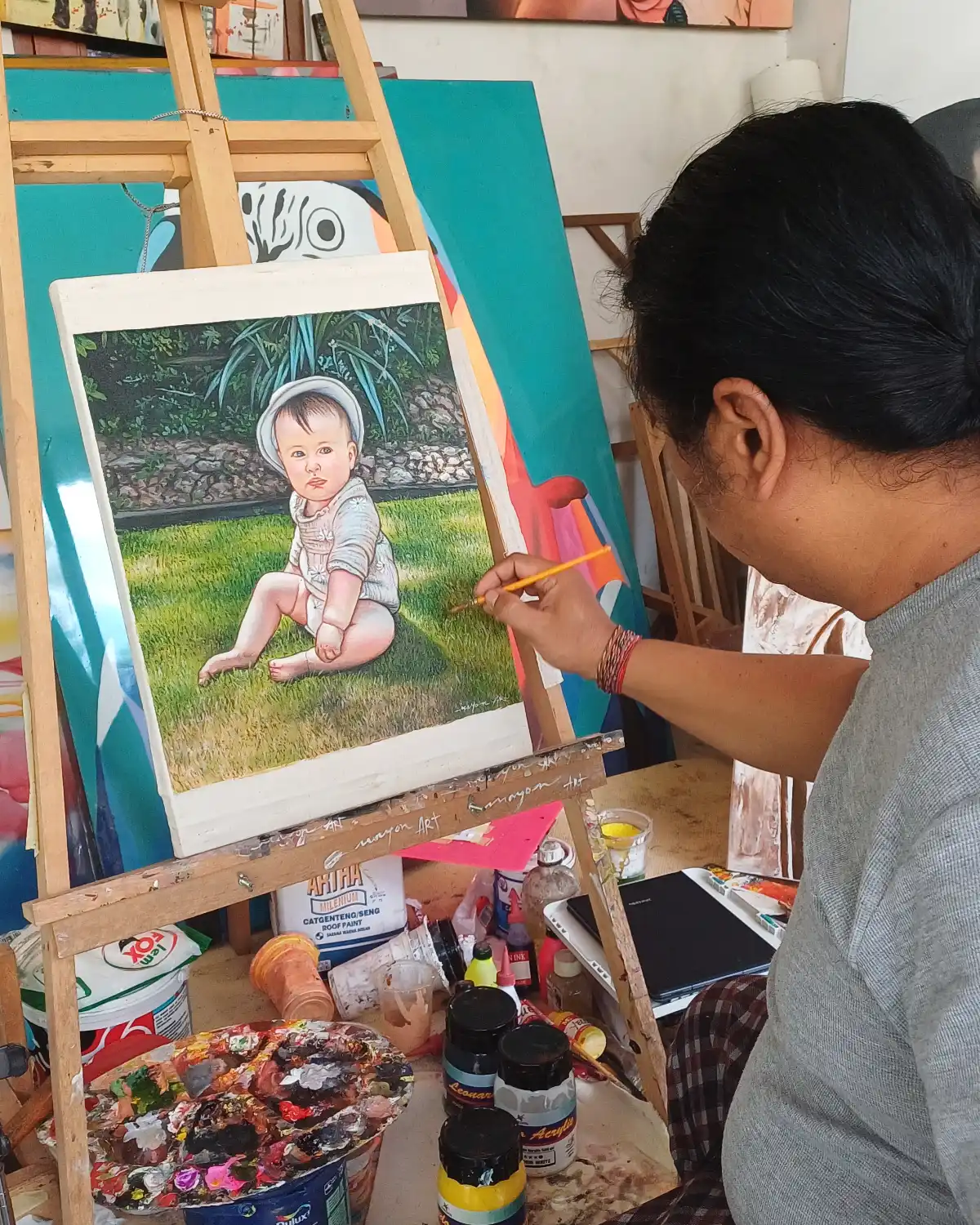 Finished canvas ready for delivery in Bali