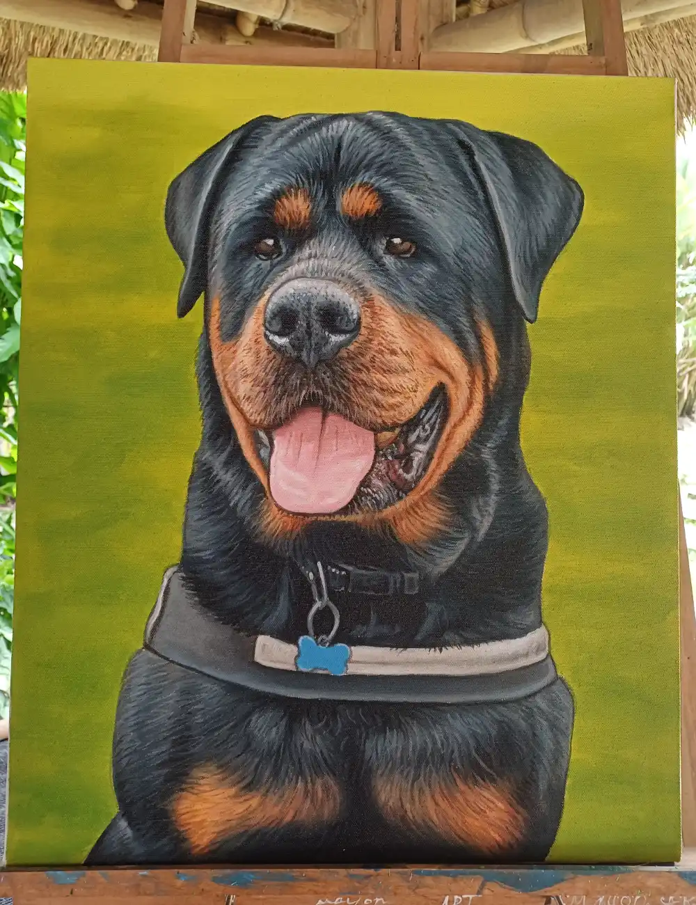 Rottweiler dog painting