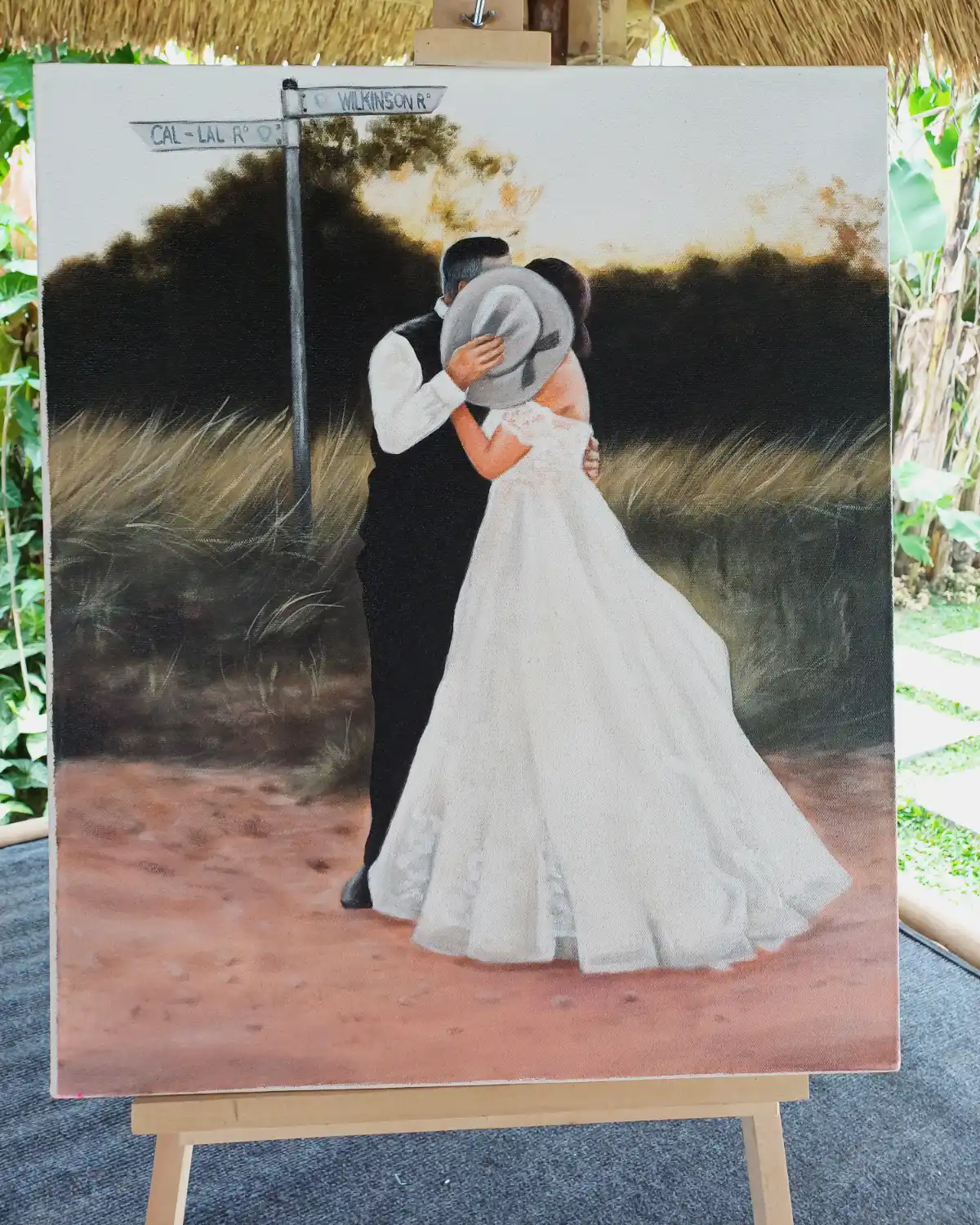 Textured impressionist portrait painting from Bali